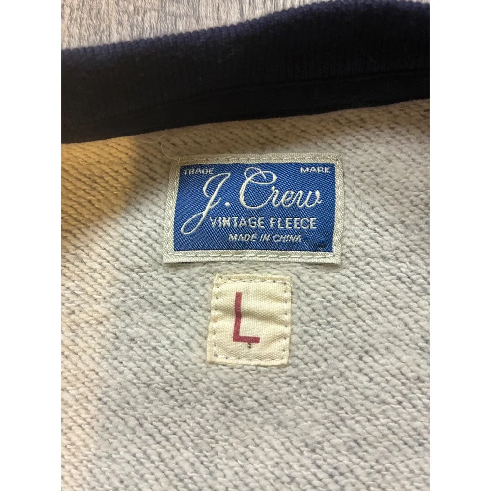 J. Crew Vintage Fleece Crewneck Colorblock Sweatshirt Grey Navy Blue Large